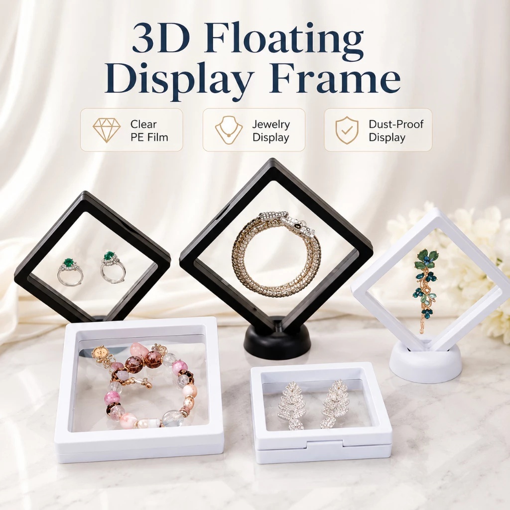 3D Transparent Jewelry Box Clear Organizer for Rings Necklaces Bracelets Bangles & Brooches