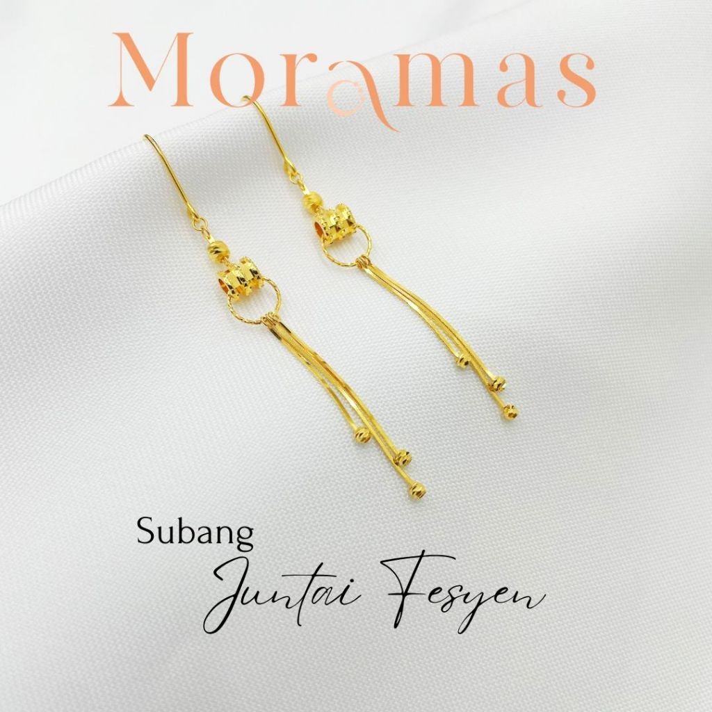 Moramas FASHION Hook Earrings 916 Gold/ Subang Juntai FESYEN Emas 916/ 挂钩式耳环916金
