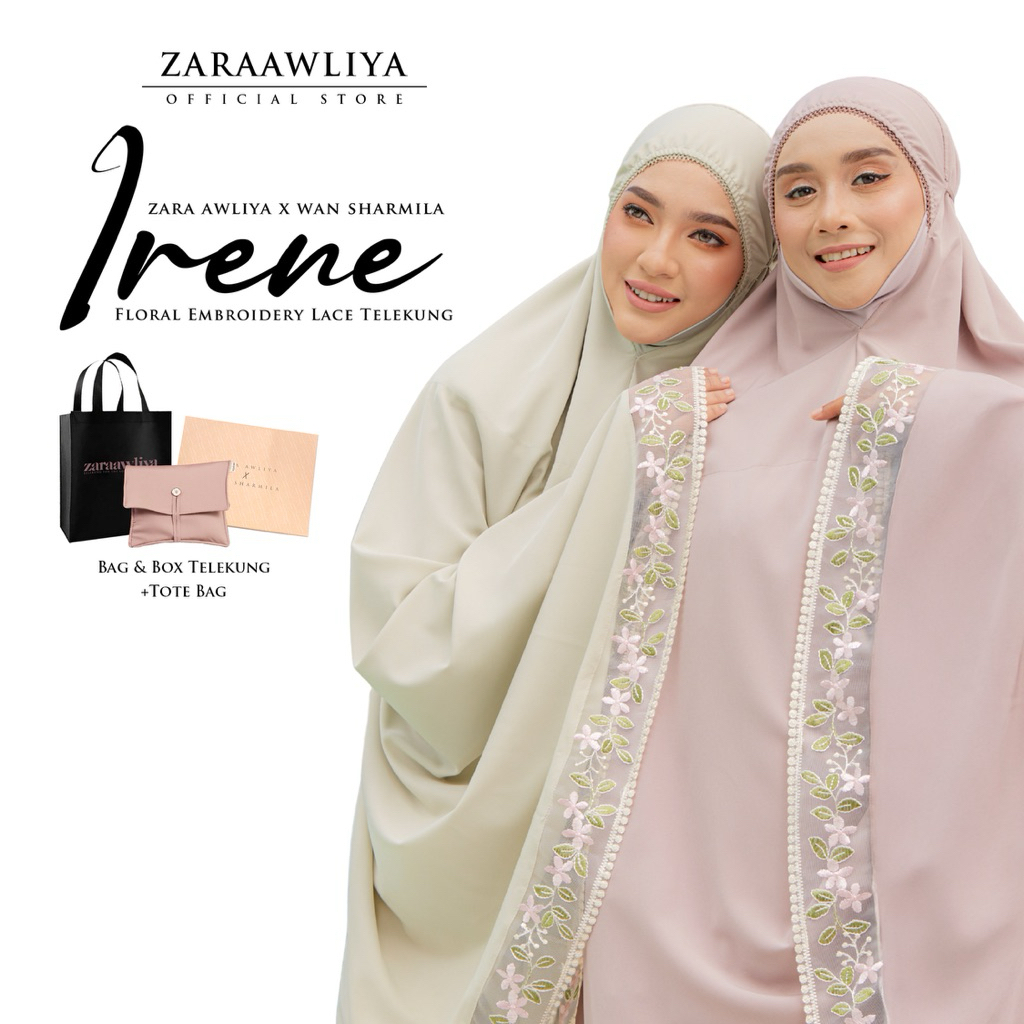 Zara Awliya X Wan Sharmila: TELEKUNG IRENE [Free Bag Telekung, Box Exclusive & Tote Bag]