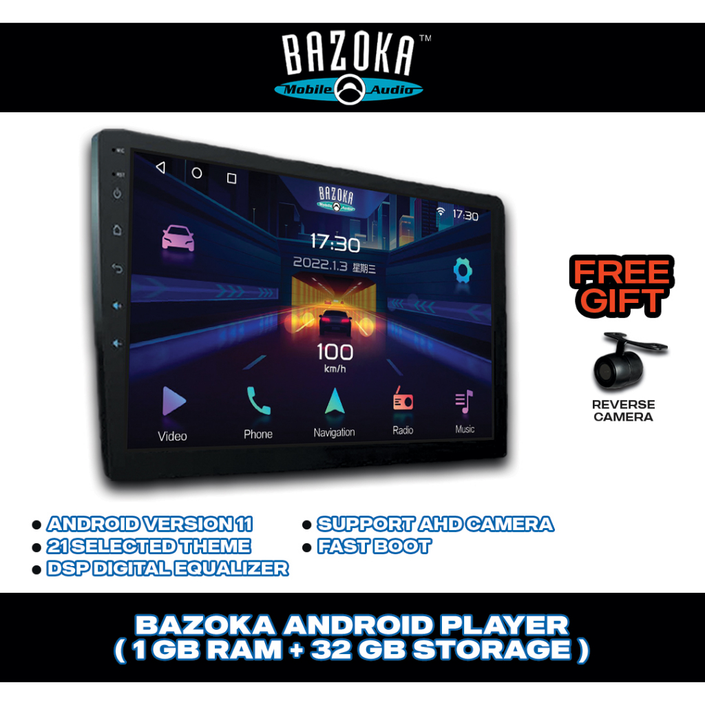 BAZOKA Quad Core Car Multimedia Wifi Android Player (9"/10"/1GB RAM + 32GB ROM)