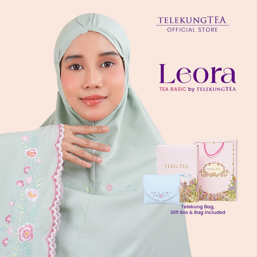 Telekung Basic LEORA | Soft Cotton | Telekung Hadiah Gift Box Set | Travel Friendly | Telekungtea