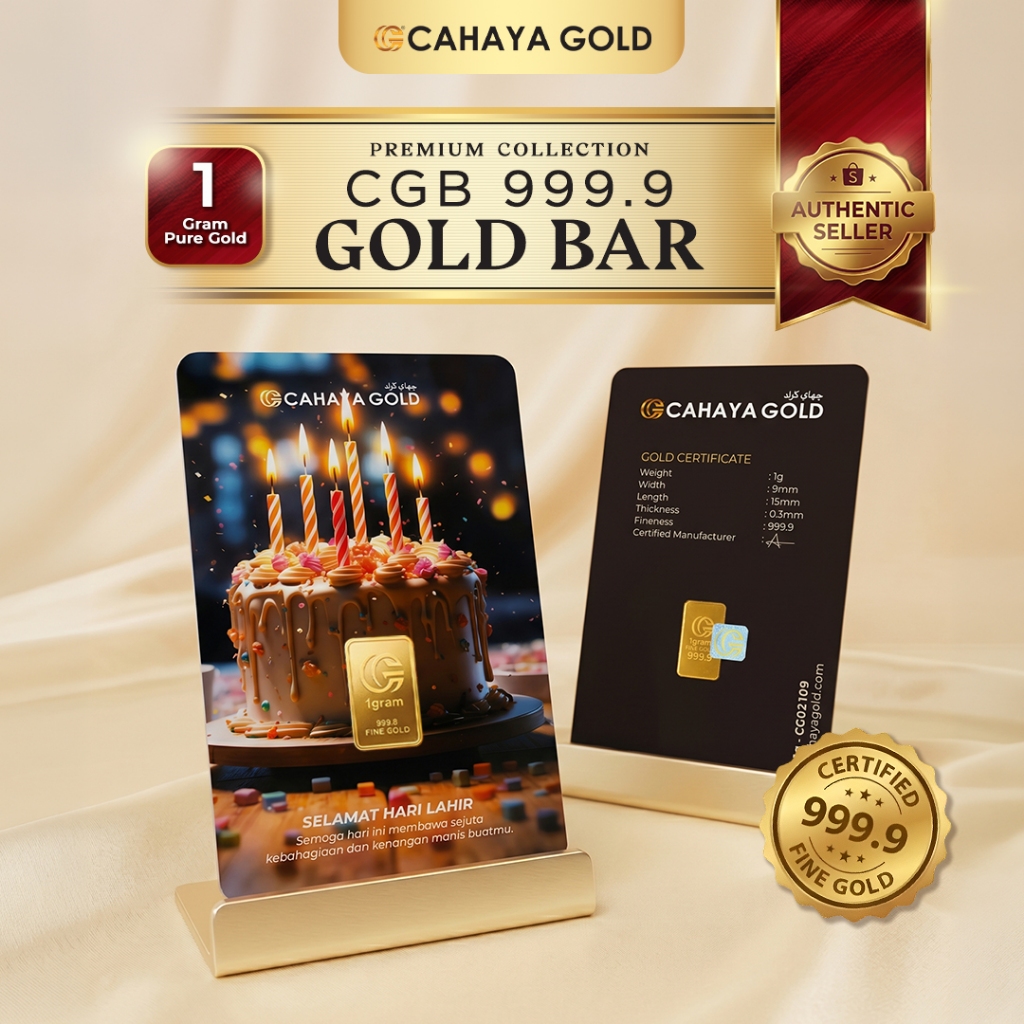 CAHAYA GOLD 999.9 Gold Bar 1G Birthday Hadiah Hari Lahir