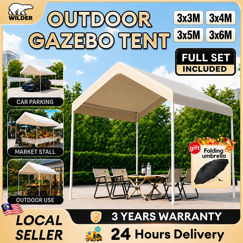 Gazebo Tent Camping Tent Heavy Duty Outdoor Khemah Night Market Canopy Car Tent Pasar Malam Waterproof UV Full Set