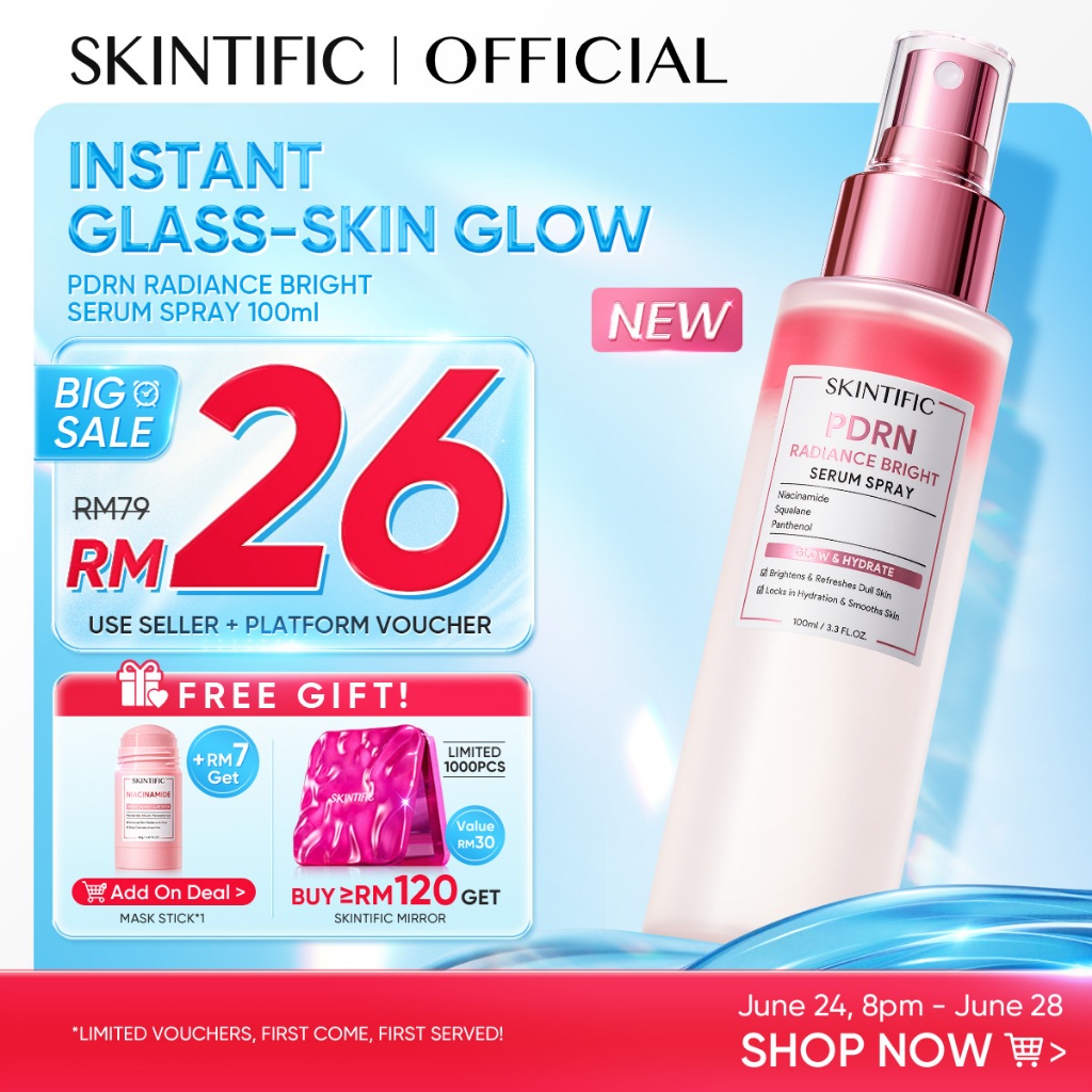 [MimiLana approved,Live-exclusive] SKINTIFIC PDRN Radiance Bright Serum Spray | Instant Glow, Niacinamide Whiten, Smooth