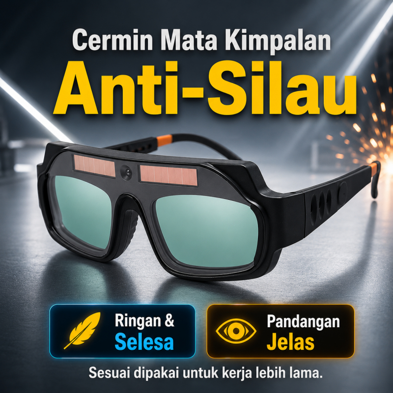 Cermin Mata Kimpalan Anti Silau Auto Gelap Solar, Welding Glasses Untuk Bengkel DIY, Ringan & Selesa, Ready Stock MY