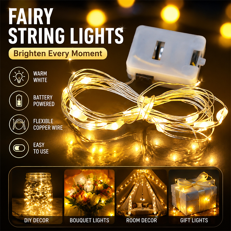 Lampu Dawai Tembaga 1M/2M/3M/5M LED Light Strip Fairy Light Gift String Light String 3Modes Light Lampu LED