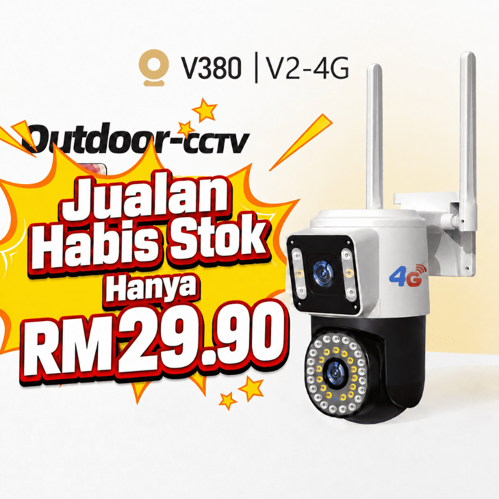 V380 V2 Outdoor CCTV Dual Camera 4G Connect To Cellphone Dual Lens Waterproof Night Vision Alarm