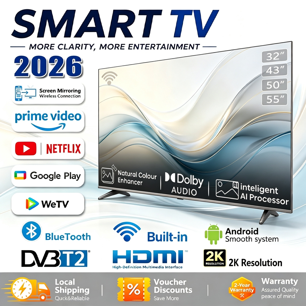 LIGAI Televisyen Smart TV 55inch Android  50inch/43inch/32inch DVB-T2 MYTV Netflix HD LED TV Murah