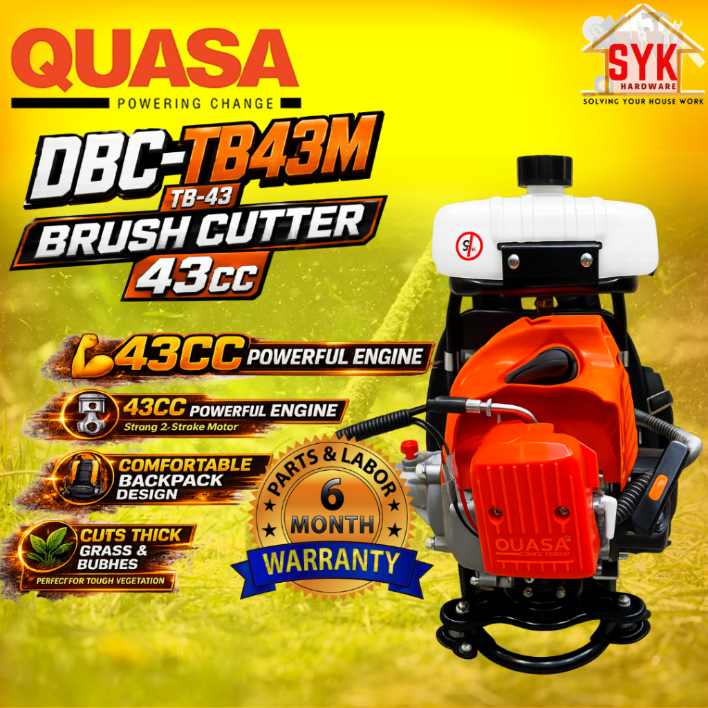 SYK Quasa DBC-TB43M Brush Grass Cutter 43CC 2 Stroke Machine Backpack Grass Trimmer Mesin Potong Rumput