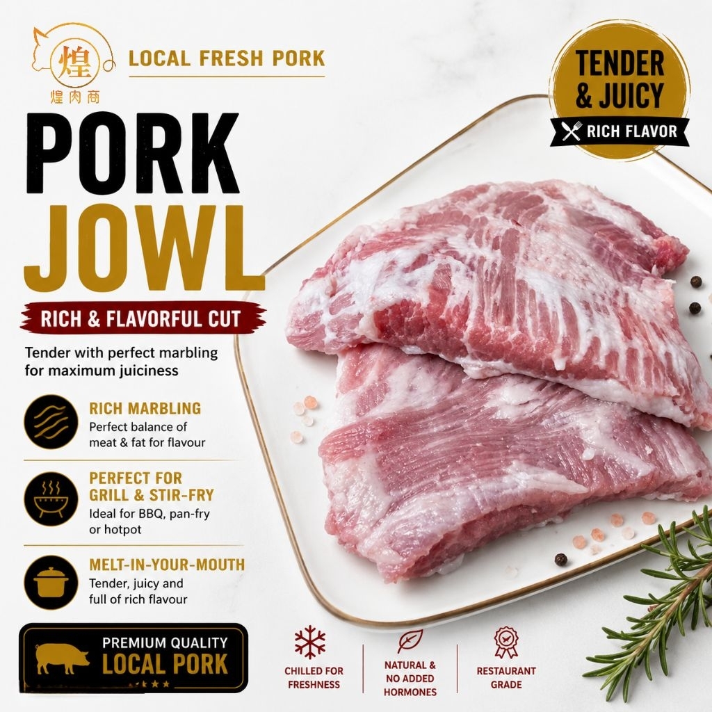 【PENANG AREA ONLY❗】煌肉商 HRS 100% Malaysian Pork - Pork Jowl 松板肉/猪颈肉【300g, 1kg】
