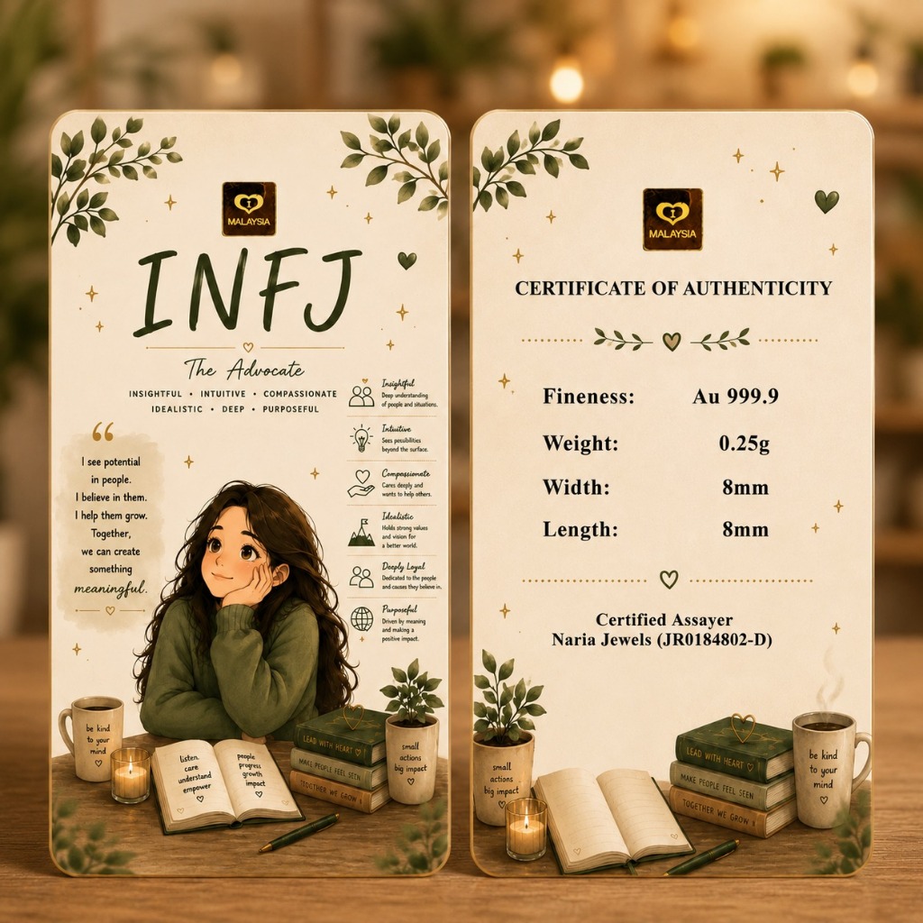 Naria 999.9/24K Gold Bar 0.25gm Design INFJ Personality Collection MBTI Gold Bar&hellip;