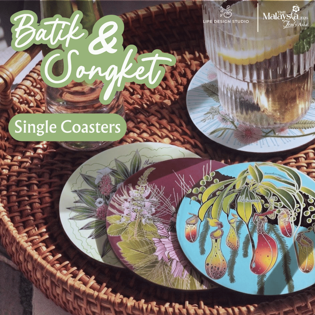 (Single Piece) Batik & Songket Coasters | Malaysian Souvenir, Corporate Gift, Wedding Favourite