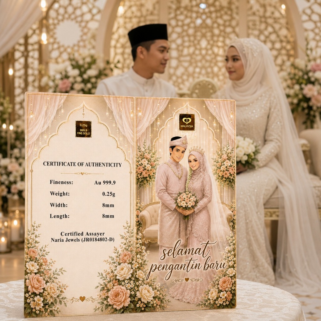 Naria 999.9/24K Gold Bar 0.25gm Selamat Pengantin Baru 2026 Design Islamic Wedding&hellip;
