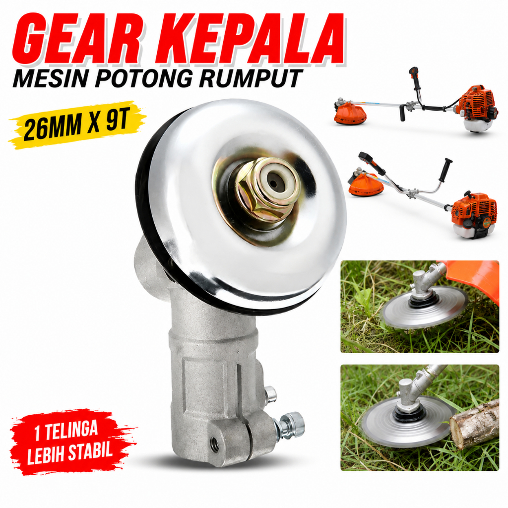 [COD] Kepala Gearbox Mesin Rumput 26mm 9T Gear Box Kepala Mesin Potong Rumput Heavy Duty Sparepart Pemotong Rumput