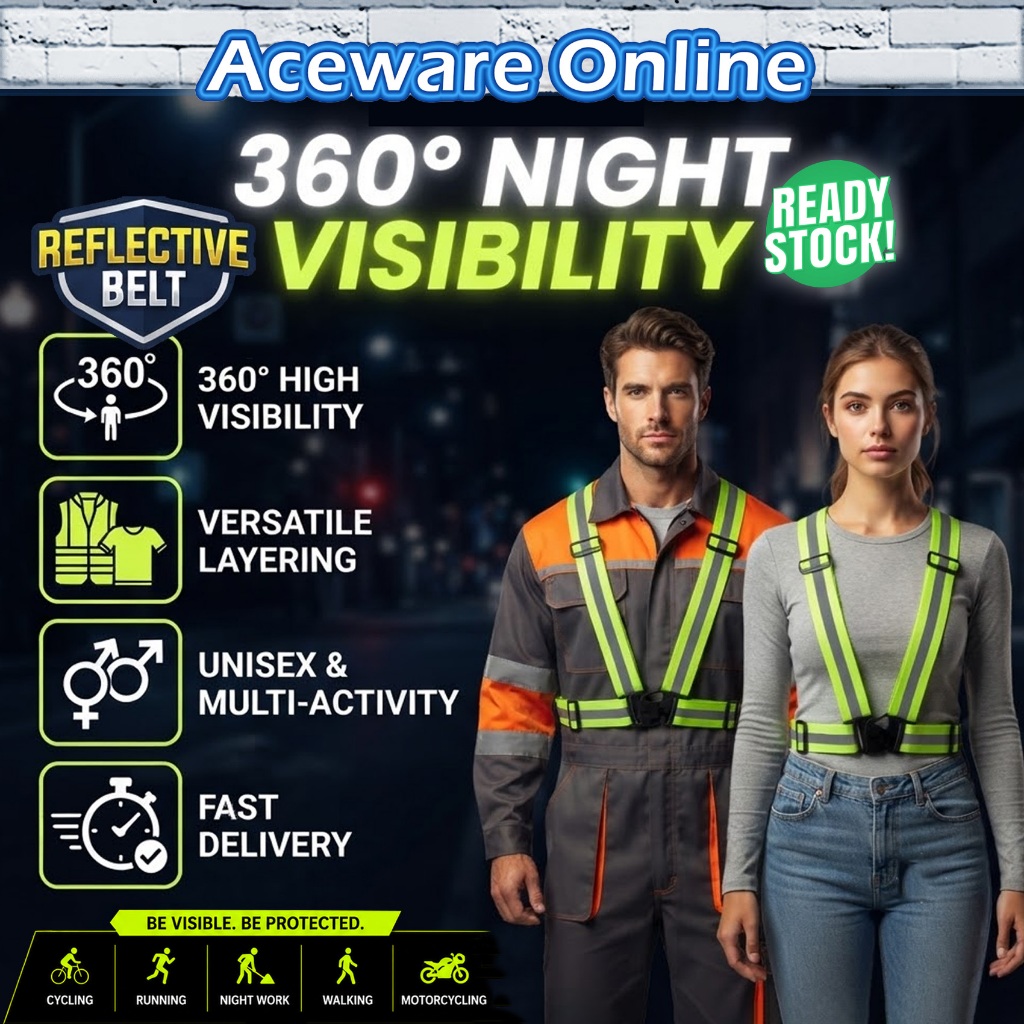 Adjustable Reflective Safety Belt Vest Fluorescent Green / Orange High Visibility Night Outdoor Running Cycling Gear