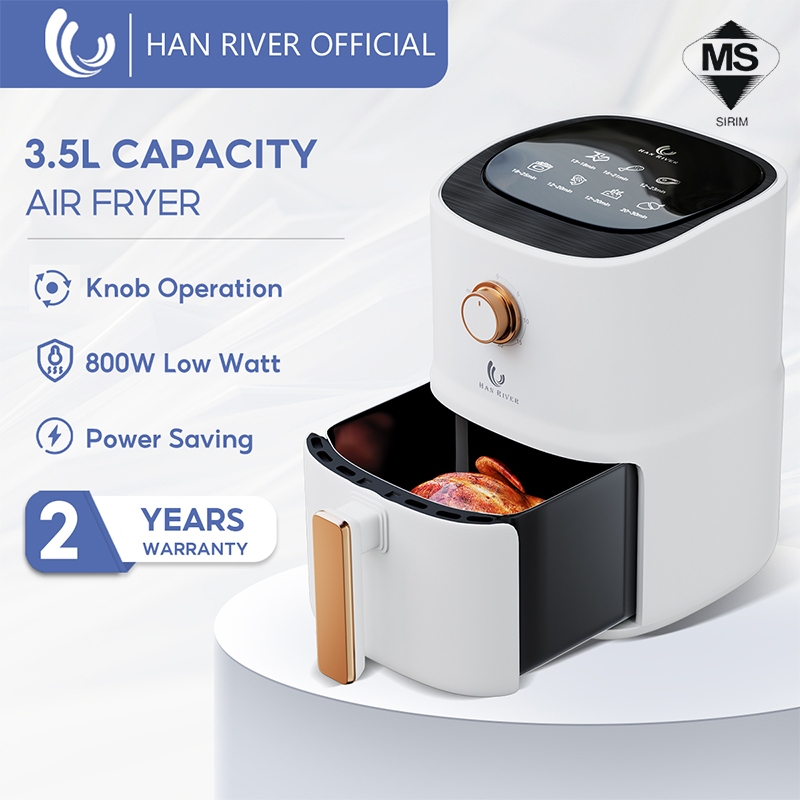 HAN RIVER Air Fryer 3.5L 800W Low Watt Non-Stick Coating 360°Hot Air Circulation Simple Knob HRAF04