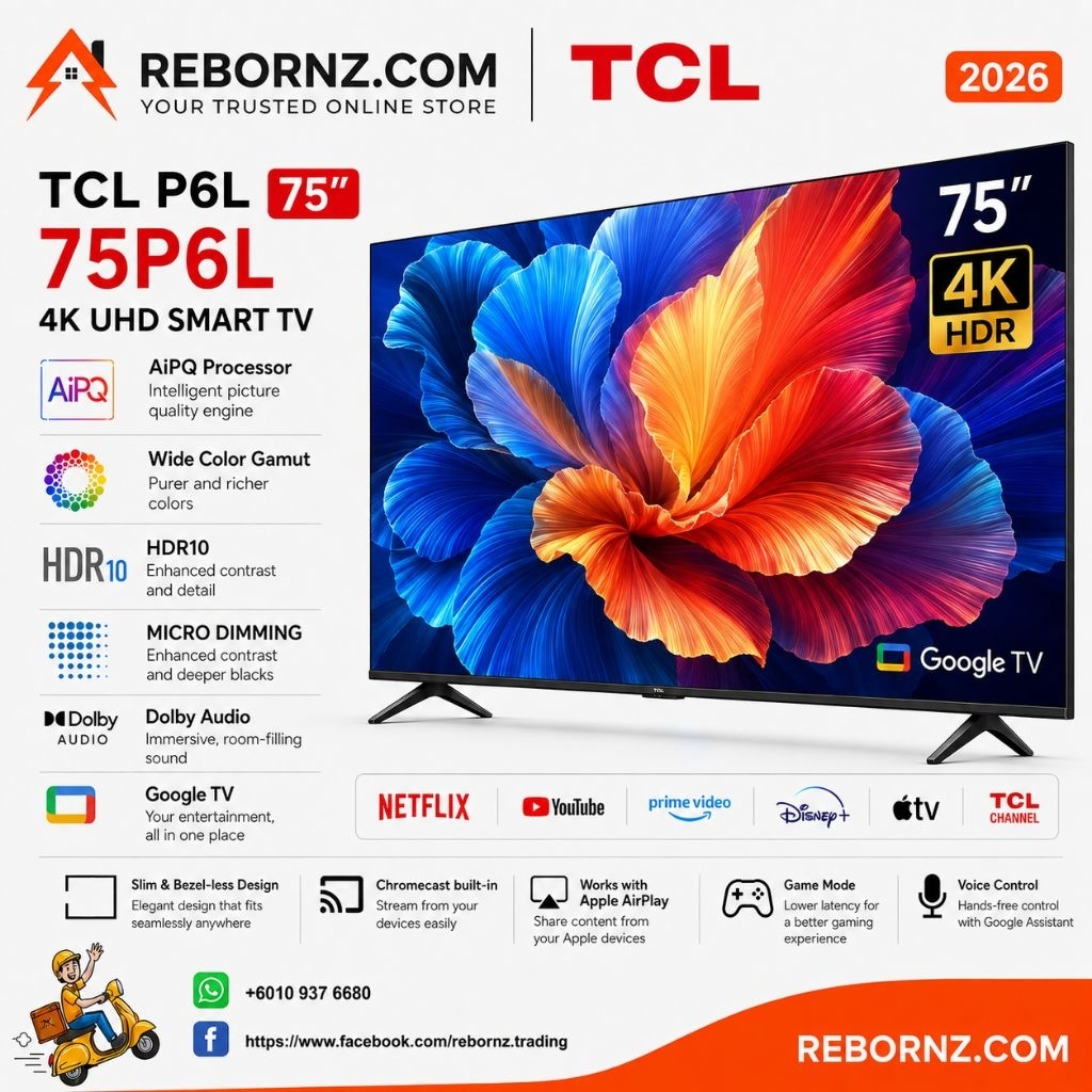 TCL 75" 4K UHD HDR Google TV 2026 75P6L