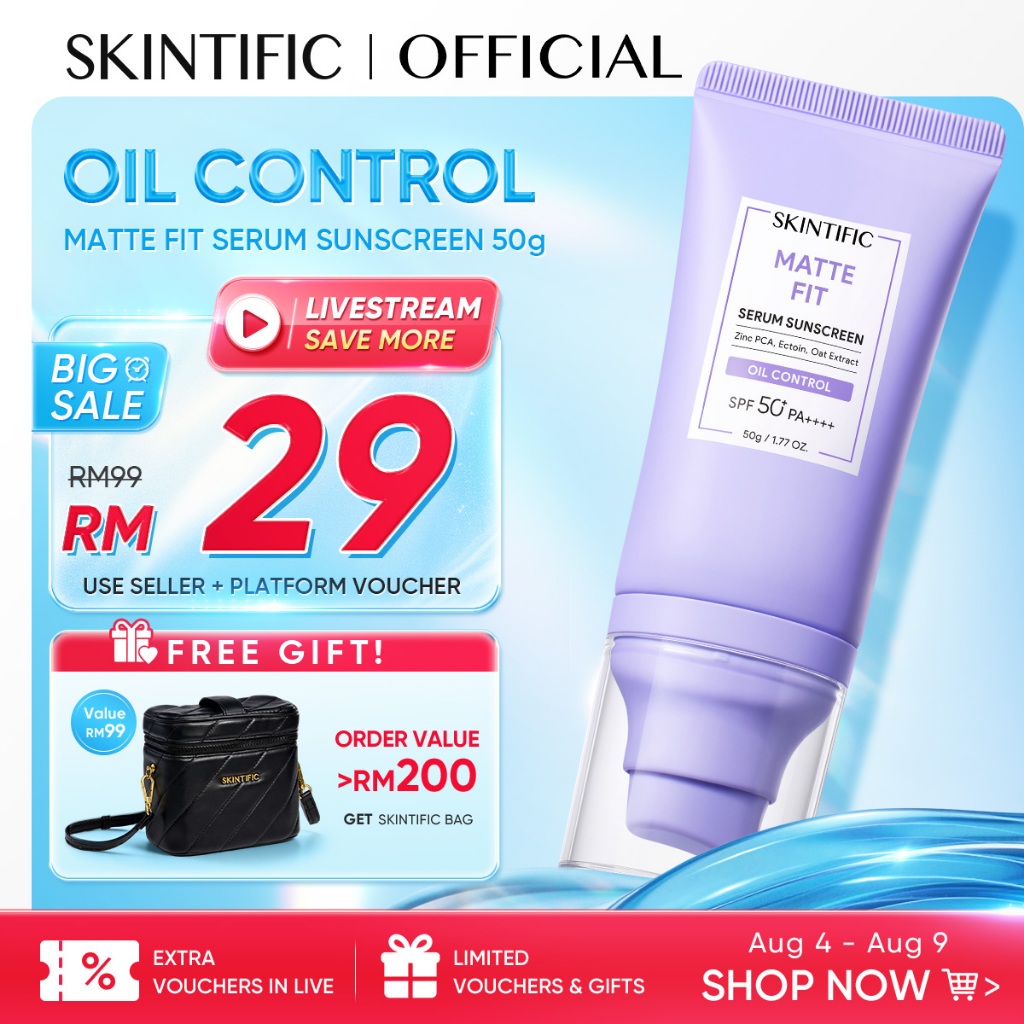 [NO.1] SKINTIFIC Matte Fit Serum Sunscreen SPF50+PA++++UV Protection Oil Control Fast-Absorbing No White Cast