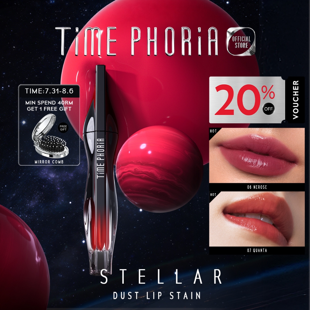 TIMEPHORIA - Stellar Dust Lip Stain Lipmatte Liptint Waterproof Highly Pigmented 12H Longlasting Lipgloss Lipstick
