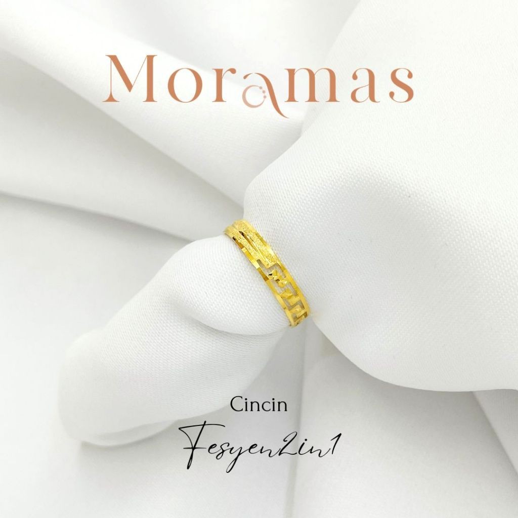Moramas FASHION 2F Bond Ring 916 Gold/Cincin Belah Rotan FESYEN 2F Emas 916/圆型戒子916金 #Couple Ring