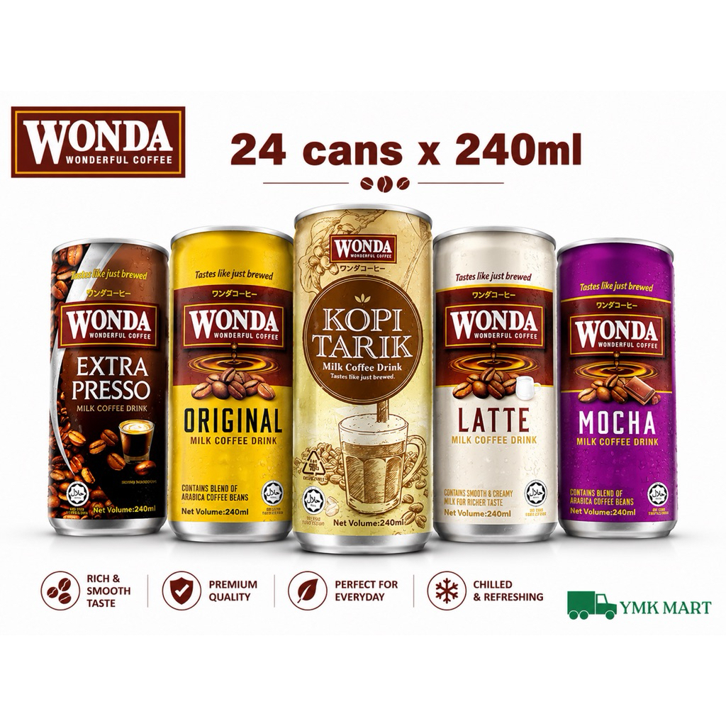 (WONDA) COFFEE ORIGINAL/ KOPI TARIK/ MOCHA/ EXPRESSO/ LATTE/ KLUANG TONGKAT ALI 240ML(1X24)CTN