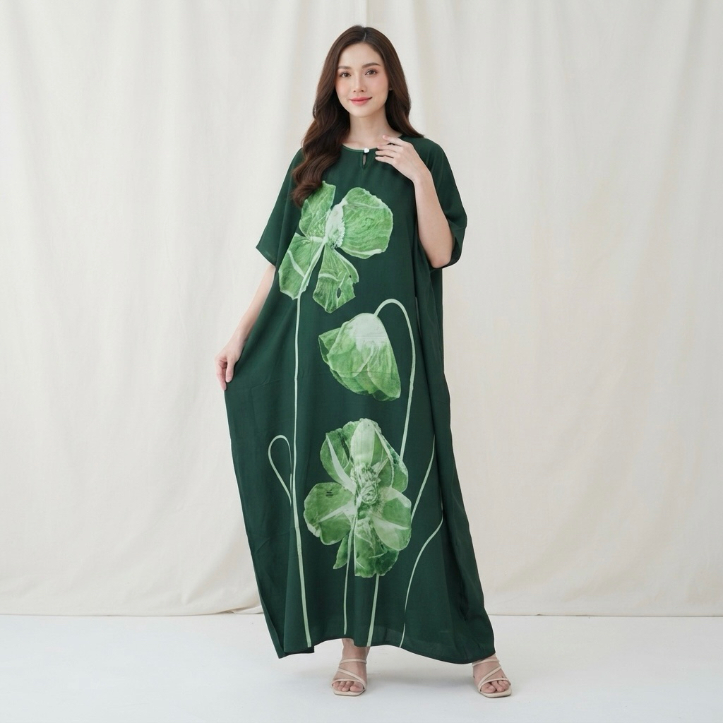 Kaftan 100% Cotton Sejuk Baju Tidur Kelawar Batik Terengganu Free Size Plus Size