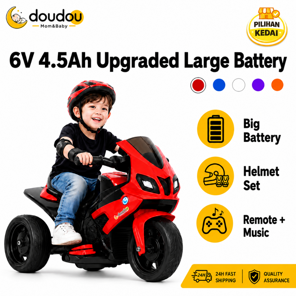 doudou Baby Electric Motor Rechargeable Music Motorcycle Lightweight Powerful Driving Force兒童摩托車
