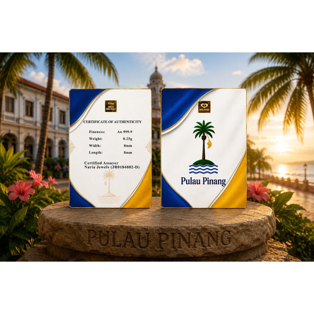 Naria 999.9/24K Gold Bar 0.25gm Pulau Pinang Design Edisi Negeri Malaysia Penang&hellip;