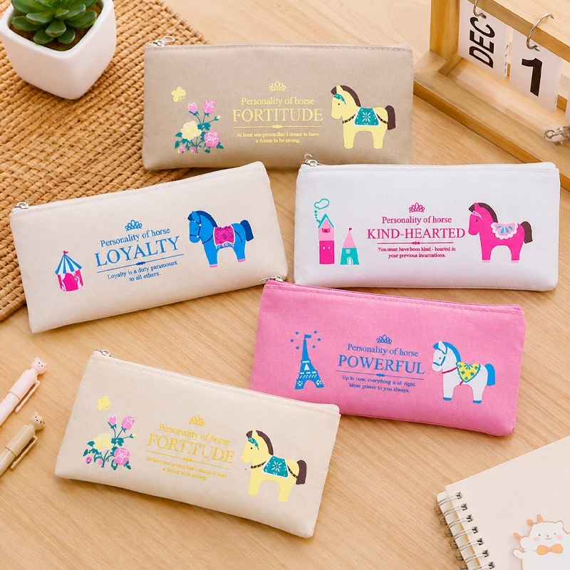 Canvas Toiletries Coin Storage Pouch Pencil Box Makeup Brush Portable Travel Cosmetic Bag Stationery Organizer Case