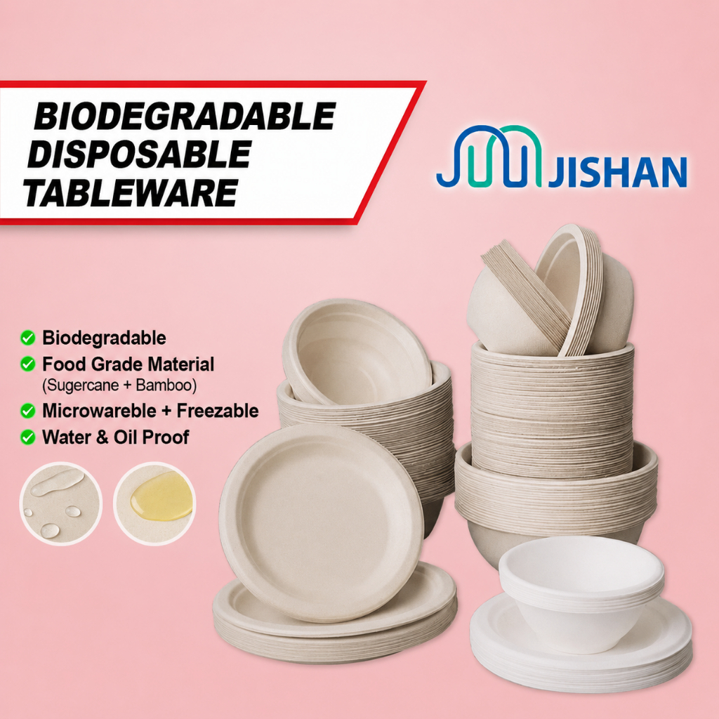 [50pcs] Biodegradable Plate Bowl / Sugarcane Bagasse Pulp Eco Friendly Sustainable Kenduri Party Pinggan Mangkuk 可降解盘碗