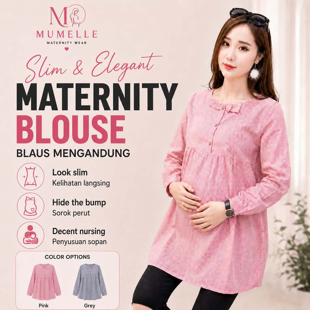 [D05] READY STOCK PENANG Long Sleeve Pregnant Blouse Maternity blouse Baju Mengandung Nursing Cloth