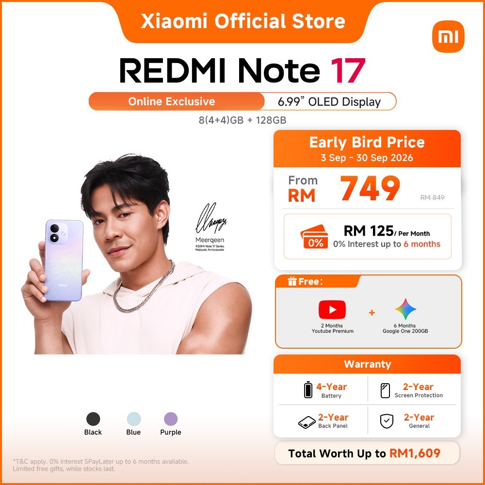 [NEW | ONLINE EXCLUSIVE] REDMI Note 17 4G Smartphone | 7700mAh battery with 45W turbo charging,Corning® Gorilla®Glass 7i
