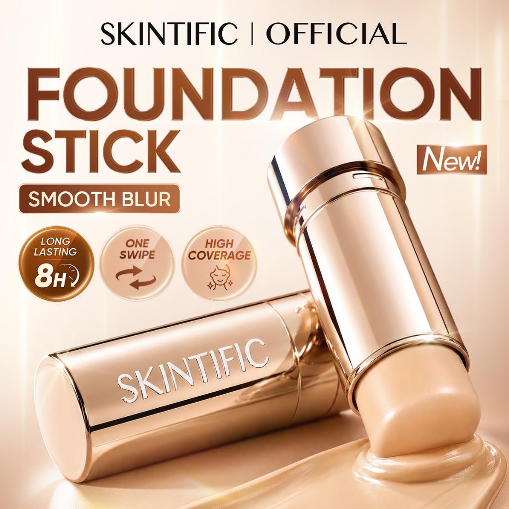 [LIVE ONLY NEW ]SKINTIFIC Cover Smooth Blurring Foundation Stick Full Coverage Cushion Long-Lasting Flawless Makeup