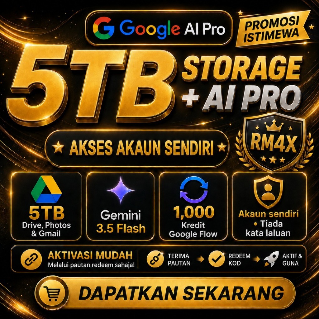BUAT VIDEO PANTAS / GOOGLE FLOW AI 1000 CREDIT / AI PRO / 5TB STORAGE / GEMINI PRO / Own Email / STORYBOARD AI VIDEO