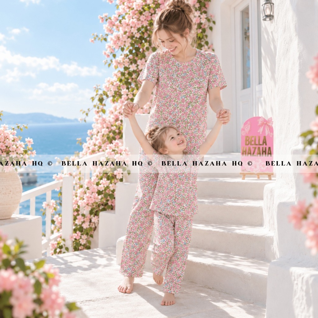 (BELLAHAZAHA) (SHORT SLEEVE) SET PYJAMAS SEDONDON IBU DAN ANAK