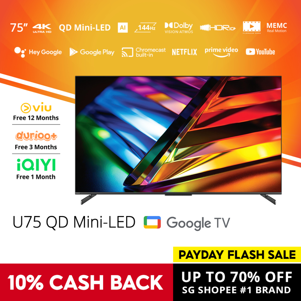 PRISM+ U75 QD Mini-LED 4K UHD HDR10+ AI Google TV 75 inch
