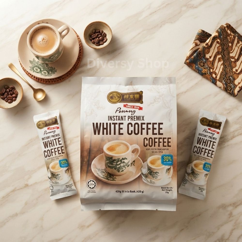 Sin Boon Kee Penang Instant Premix White Coffee (30% Less Sugar) – 35g x 12 Sachets
