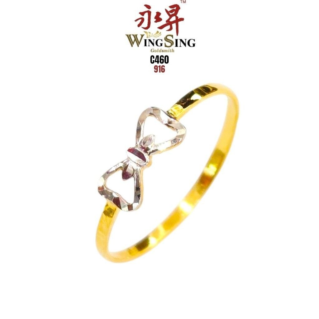 Wing Sing Cincin Reben Chrome Manis Padu Bajet Tulen Emas 916/ 916 Gold Princess Ribbon Ring 蝴蝶结916戒指edited 05:14 PM