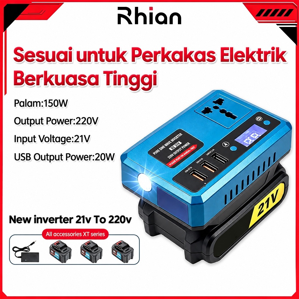 Portable LED Power Inverters For 20V Battery Inverter 20V To 220V Converter With Dual USB AC Outlet And Type-C 正弦波逆變器
