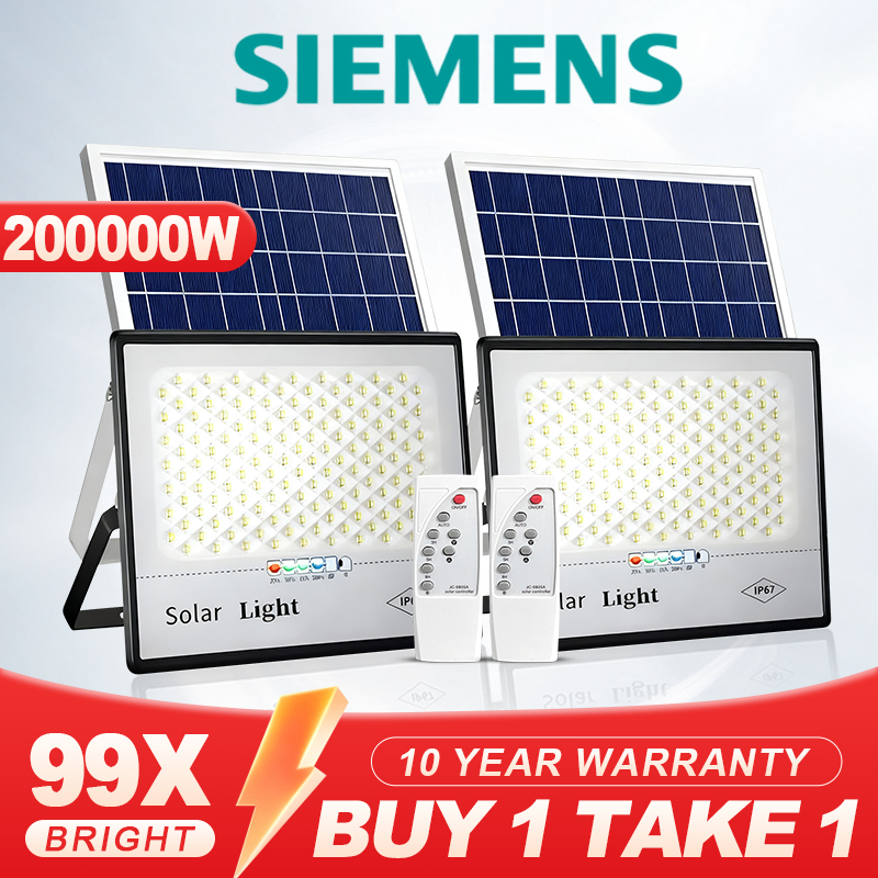 Lampu Solar Light BUY 1 TAKE 1 150000W LED Solar Outdoor Waterproof Lights With Panel With Remote Control
