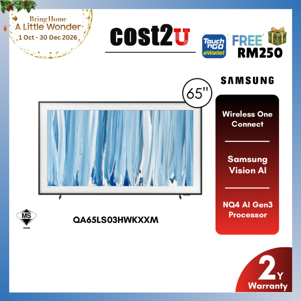 Samsung (55/65 Inch) The Frame LS03 QLED 4K Lifestyle Smart AI TV | QA65LS03DAKXXM QA65LS03HWKXXM televisyen 电视机