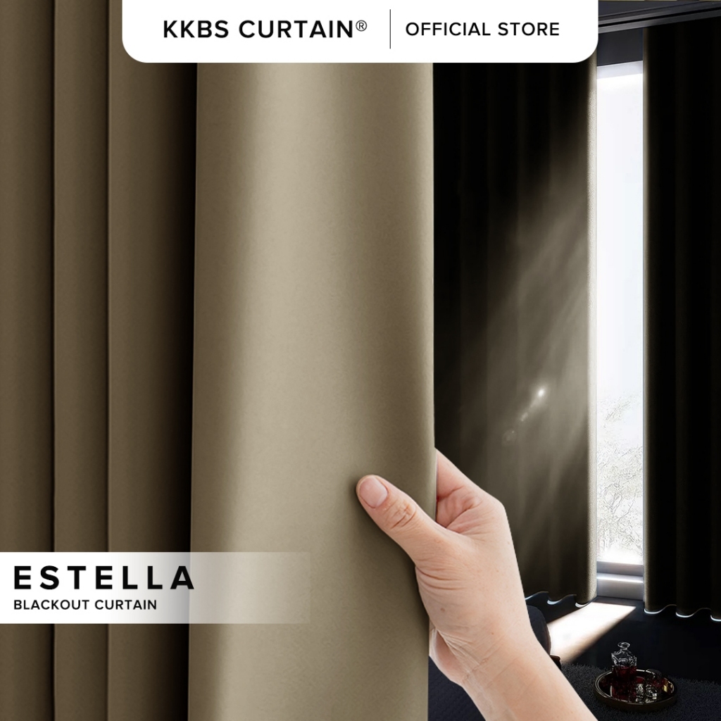 KKBS CURTAIN Estella 90-99% Blackout Curtain Ready Made Hook & Eyelet - Page 1