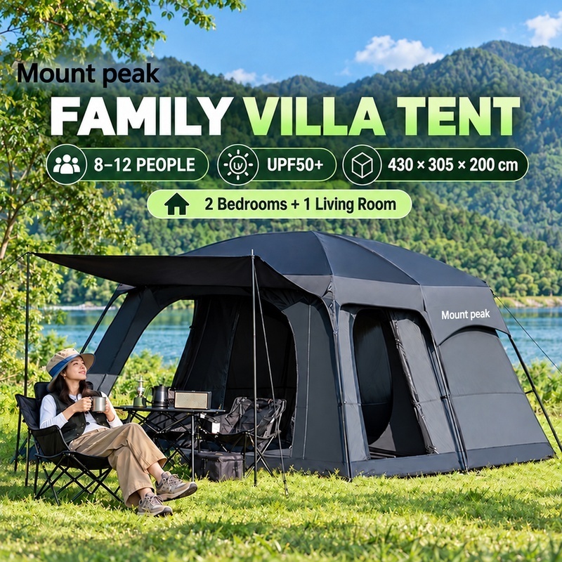Mount Peak Khemah Waterproof Camping Tent Upgraded with Thickened Material; Khemah Unta Outdoor Large Family Tent