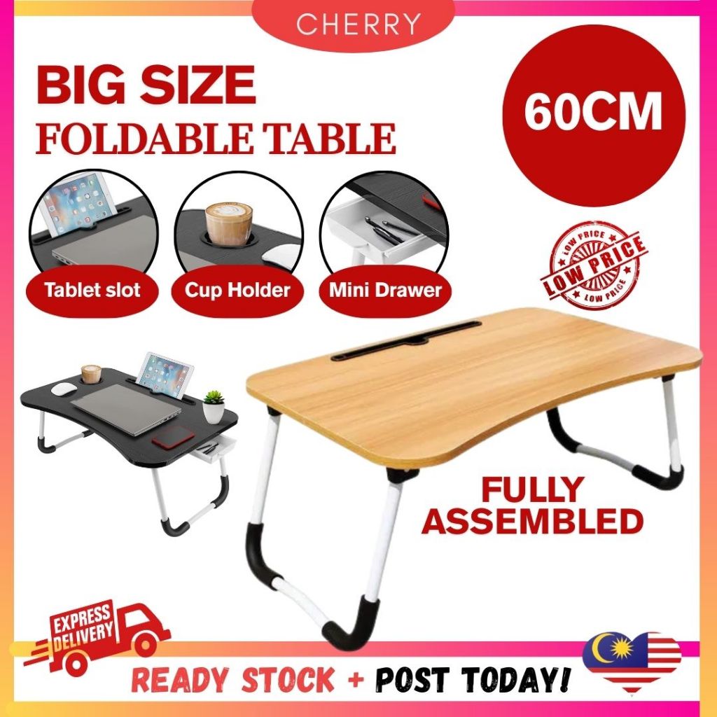 CHERRYFoldable Anti-slip Laptop Study Table Drawer Notebook Multipurpose Portable Computer Desk