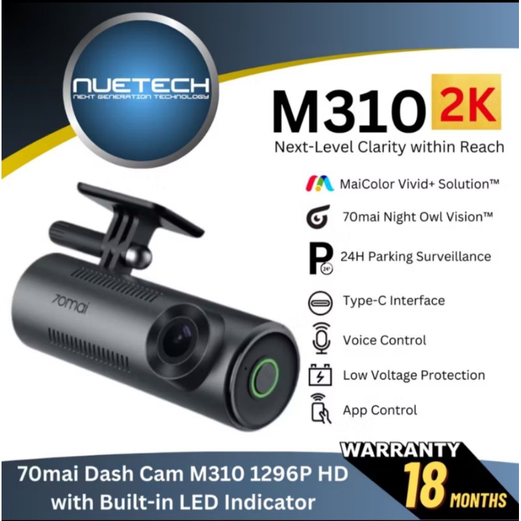 70mai M310 Dash Cam - Crystal Clear Recording & Smart Features!