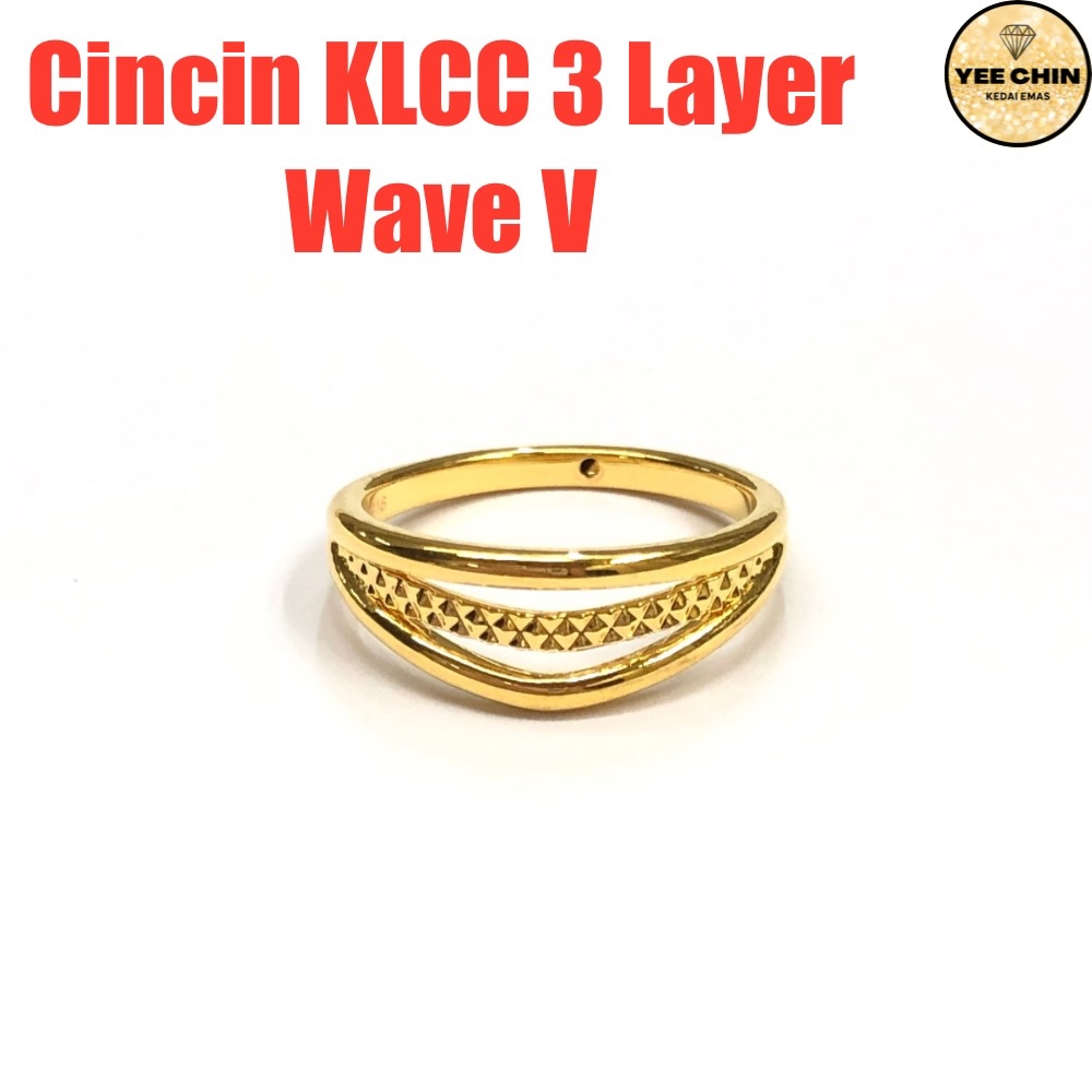 Yee Chin Cincin Emas 916 KLCC Wave V 3 Layer / Ring Gold 916 3 Layer Wave