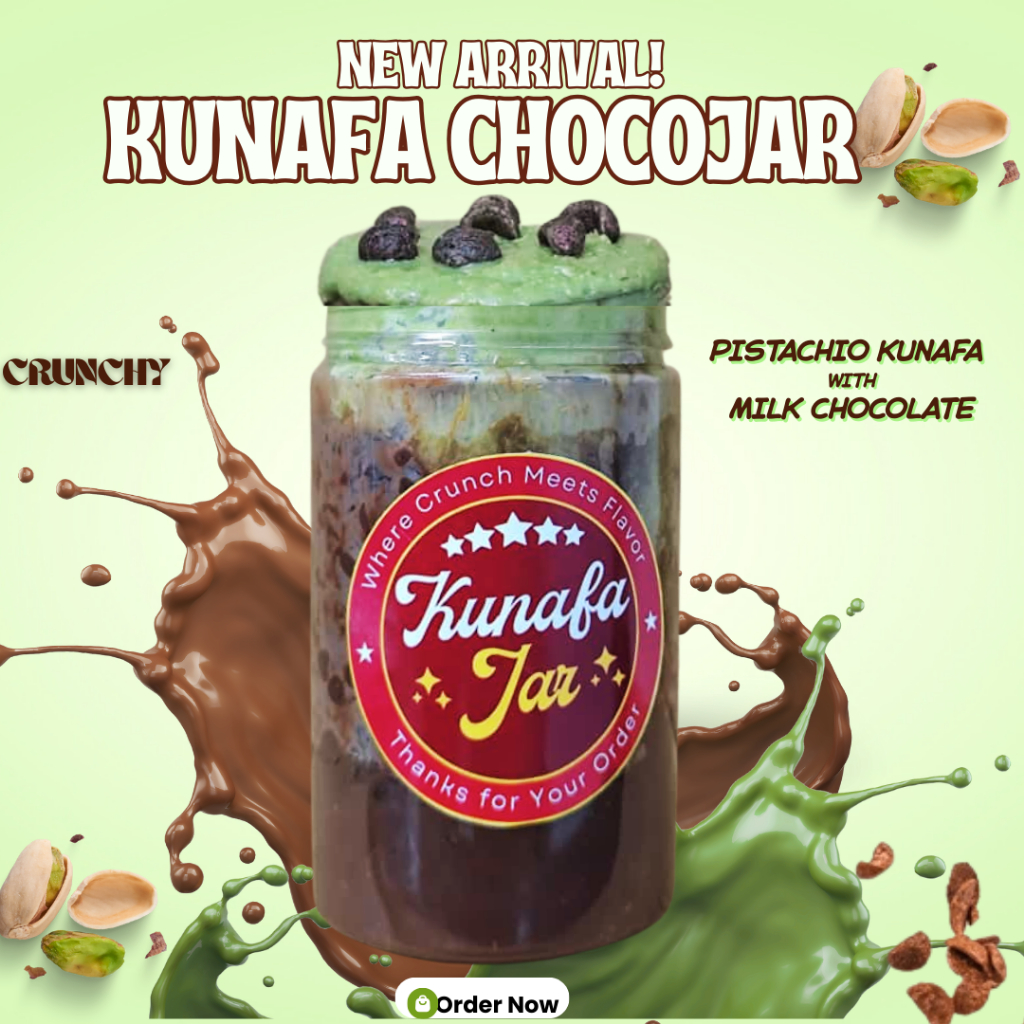 Pistachio Kunafa Jar Dessert – Milk Choco / White Choco Layers
