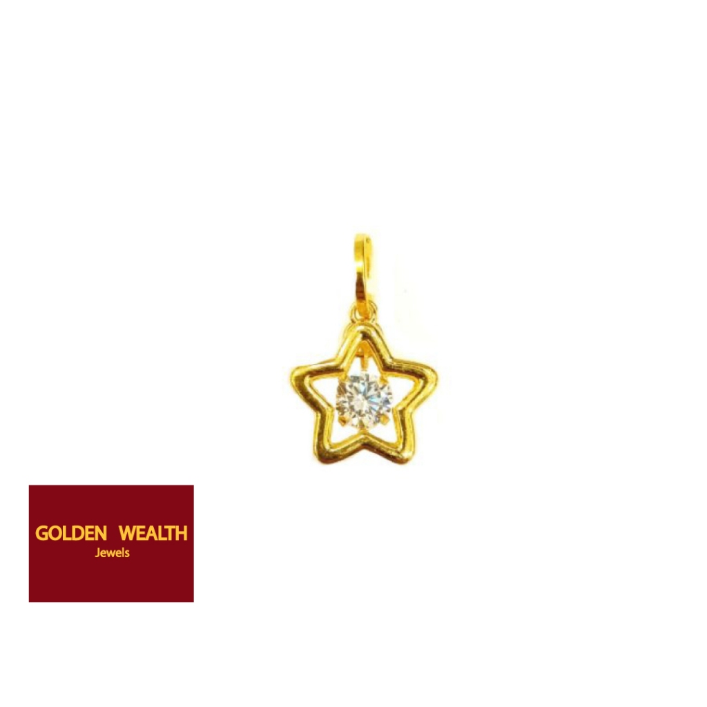 👍916 Gold Star  Charm Loket Charms Bintang Emas 916黃金幸运星吊坠