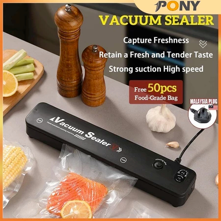 PONYHOME Free 50pcs Bag Vacuum Sealer Machine Food Sealer Packaging Automatic Vacuum Machine Embossed Plastic Bag 真空包装机