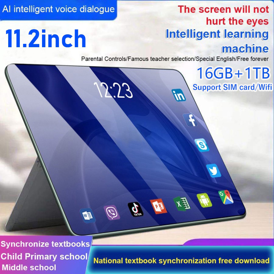 Tablet Computer 11.2 inches 16GB+1TB Learning Tablet for Online Classroom HD Dual Card / WIFI Tablet Android